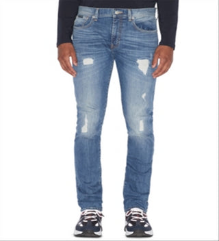 Calça Jeans Masculina AX Armani Exchange Slim Fit Stretch Destroyed Azul Tamanho 30X32