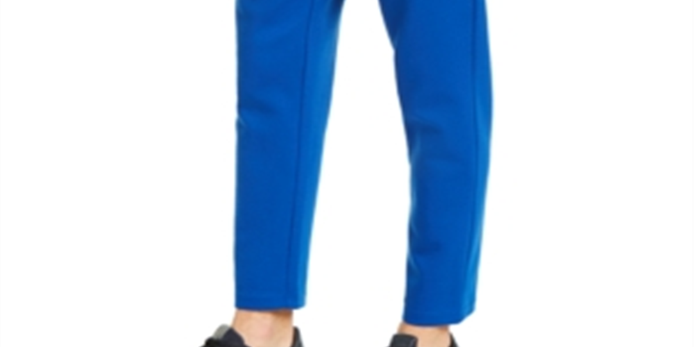Calça de moletom masculina AX Armani Exchange com ajuste reto e pregas e estampa de logotipo, azul, tamanho médio