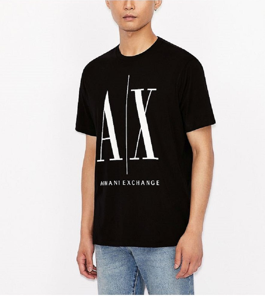 Camiseta masculina A|X Armani Exchange Icon Logo Cotton Graphic, preta, tamanho pequeno