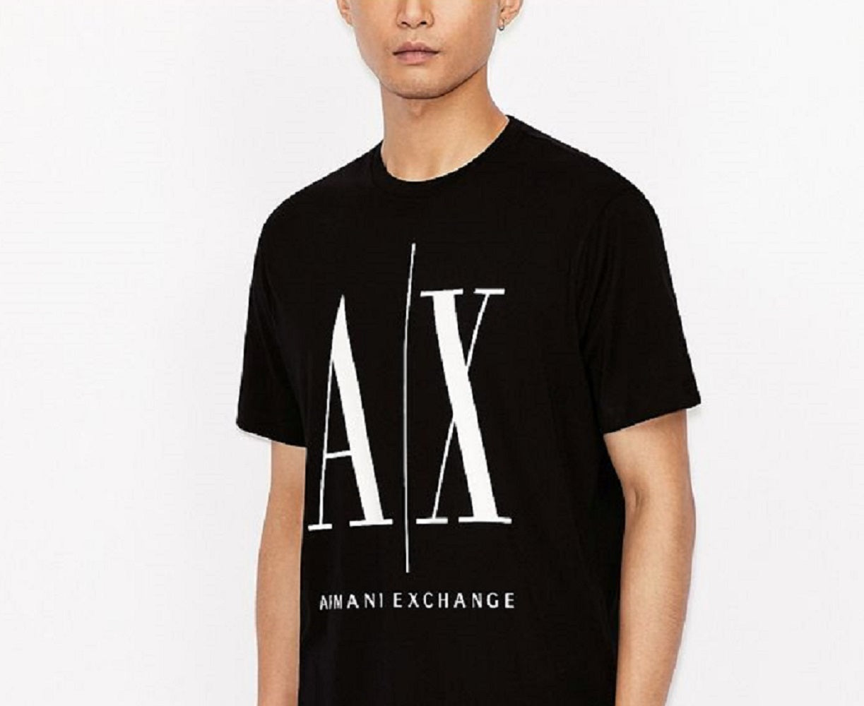 Camiseta masculina A|X Armani Exchange Icon Logo Cotton Graphic, preta, tamanho pequeno