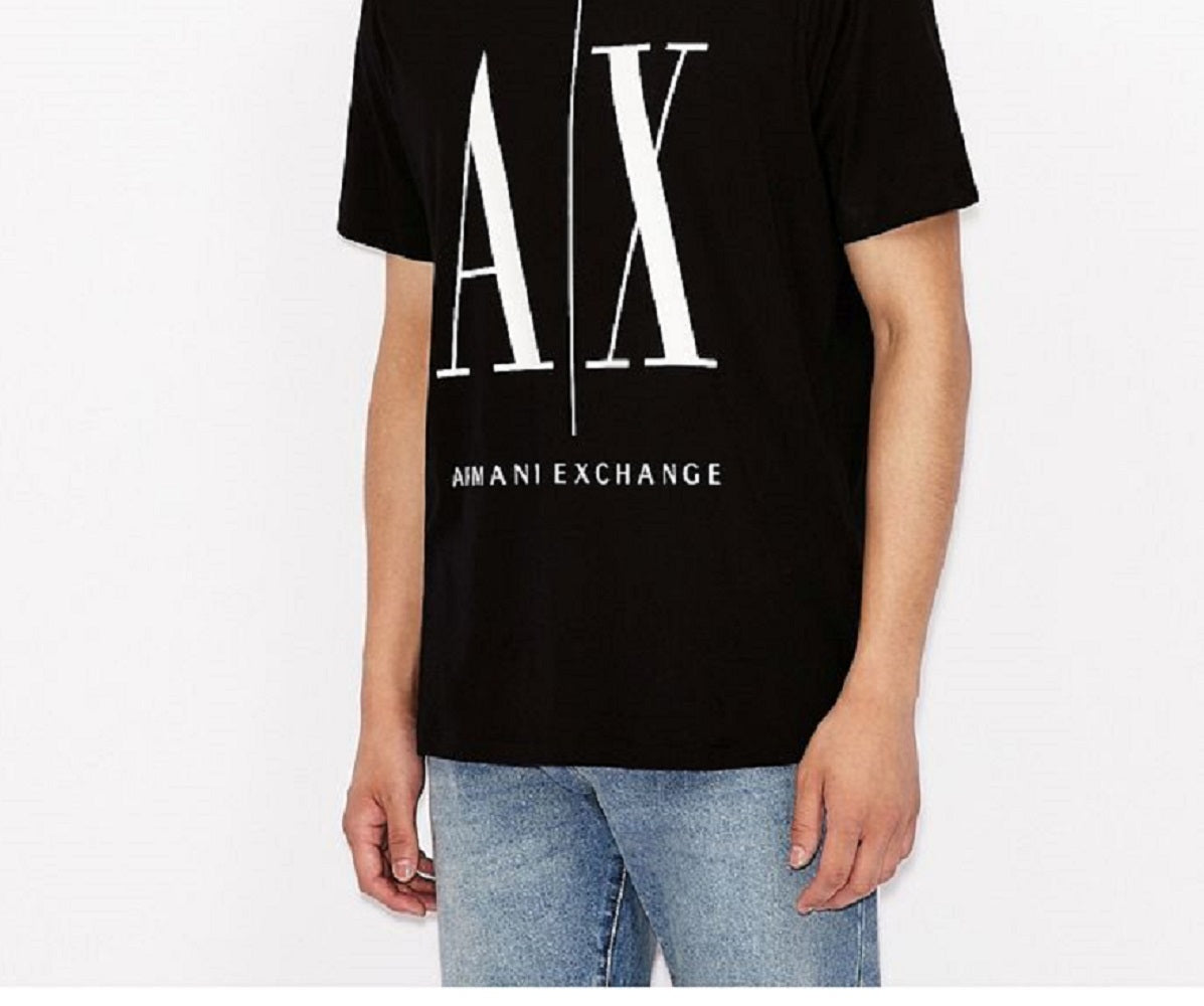 Camiseta masculina A|X Armani Exchange Icon Logo Cotton Graphic, preta, tamanho pequeno