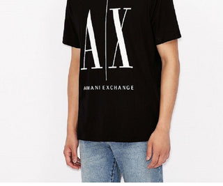 Camiseta masculina A|X Armani Exchange Icon Logo Cotton Graphic, preta, tamanho pequeno