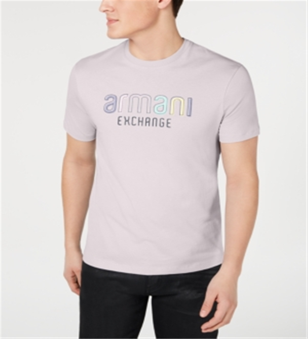 Camiseta masculina com estampa de logotipo A|X Armani Exchange rosa tamanho grande