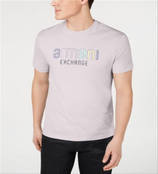 Camiseta masculina com estampa de logotipo A|X Armani Exchange rosa tamanho grande