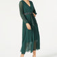 Vestido longo plissado com cinto Marella feminino, verde, tamanho 6