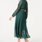 Vestido longo plissado com cinto Marella feminino, verde, tamanho 6