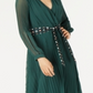 Vestido longo plissado com cinto Marella feminino, verde, tamanho 6