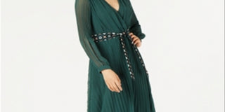 Vestido longo plissado com cinto Marella feminino, verde, tamanho 6