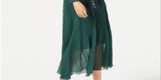 Vestido longo plissado com cinto Marella feminino, verde, tamanho 6