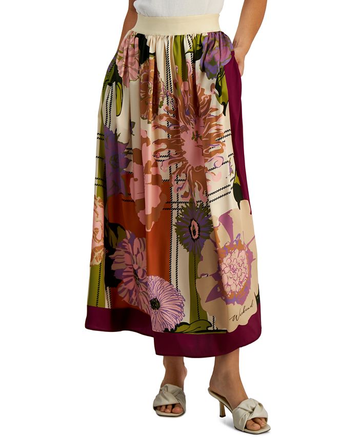 Saia longa feminina Weekend Max Mara com cintura elástica, roxa, tamanho 2