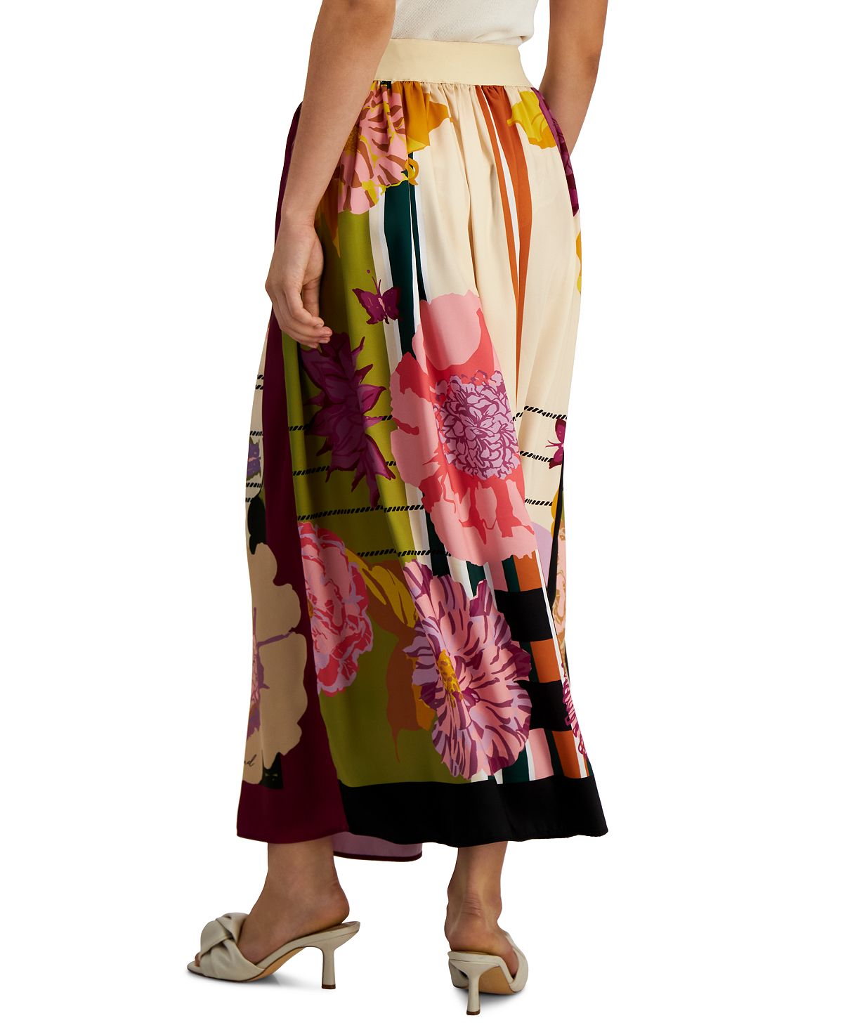 Saia longa feminina Weekend Max Mara com cintura elástica, roxa, tamanho 2