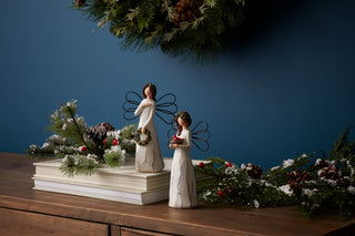 Frosted Winter Angel with Bird and Wreath Accent (Set of 6)