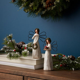 Frosted Winter Angel with Bird and Wreath Accent (Set of 6)