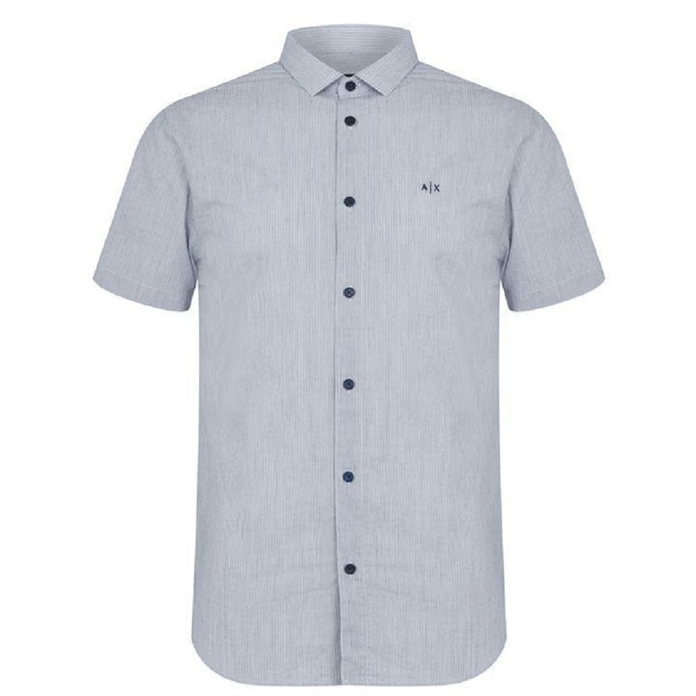 Camisa xadrez floral masculina A|X Armani Exchange Camp, tamanho extragrande, azul