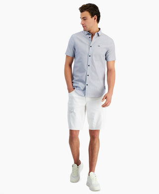 Camisa xadrez floral masculina A|X Armani Exchange Camp, tamanho extragrande, azul
