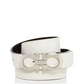 Cinto de couro reversível com fivela dupla Gancini Salvatore Ferragamo masculino, branco, tamanho 38
