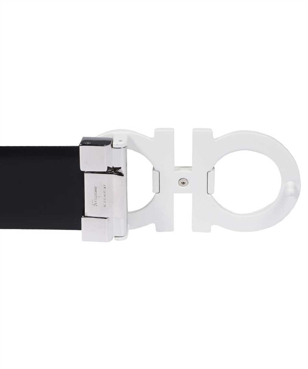 Cinto de couro reversível com fivela dupla Gancini Salvatore Ferragamo masculino, branco, tamanho 38