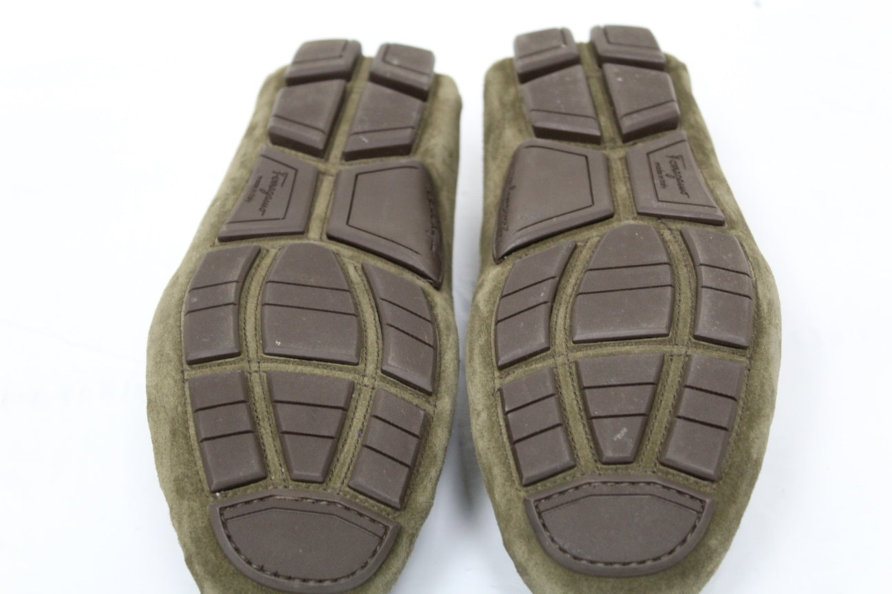 Salvatore Ferragamo Moc Toe Drivers Masculino Marrom Tamanho 10,5 E