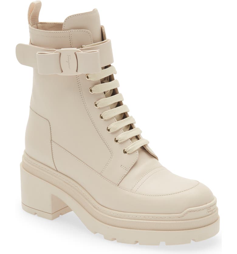 Bota de combate feminina Lober da Salvatore Ferragamo, marrom, tamanho 8 C