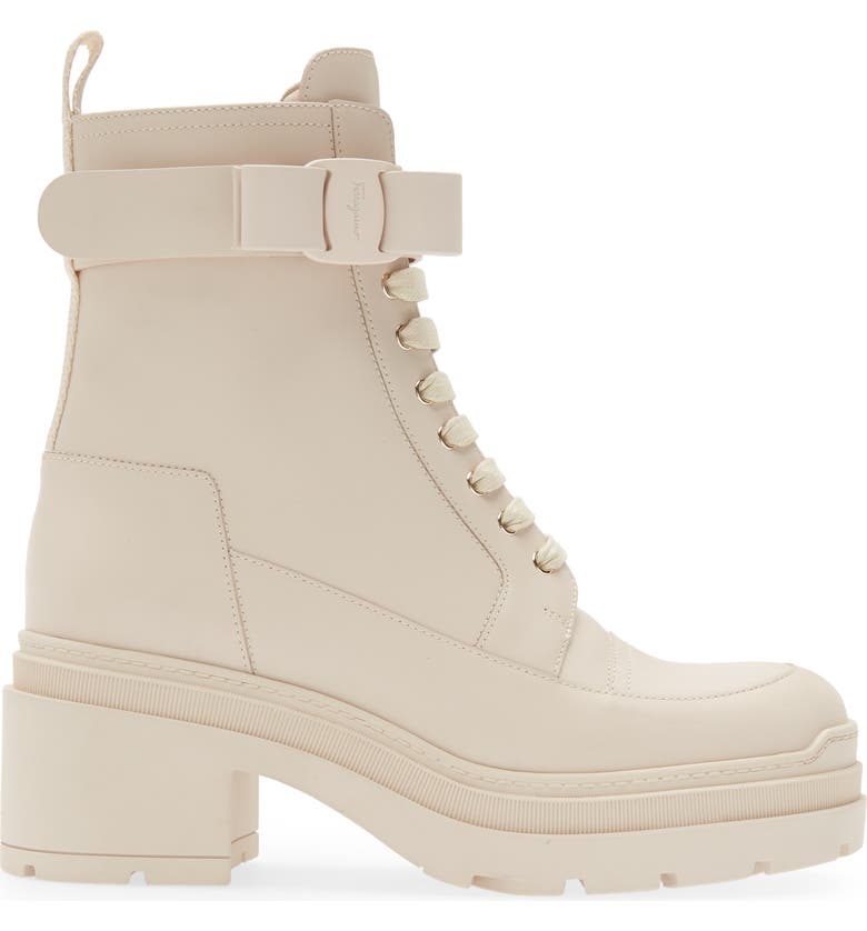 Bota de combate feminina Lober da Salvatore Ferragamo, marrom, tamanho 8 C