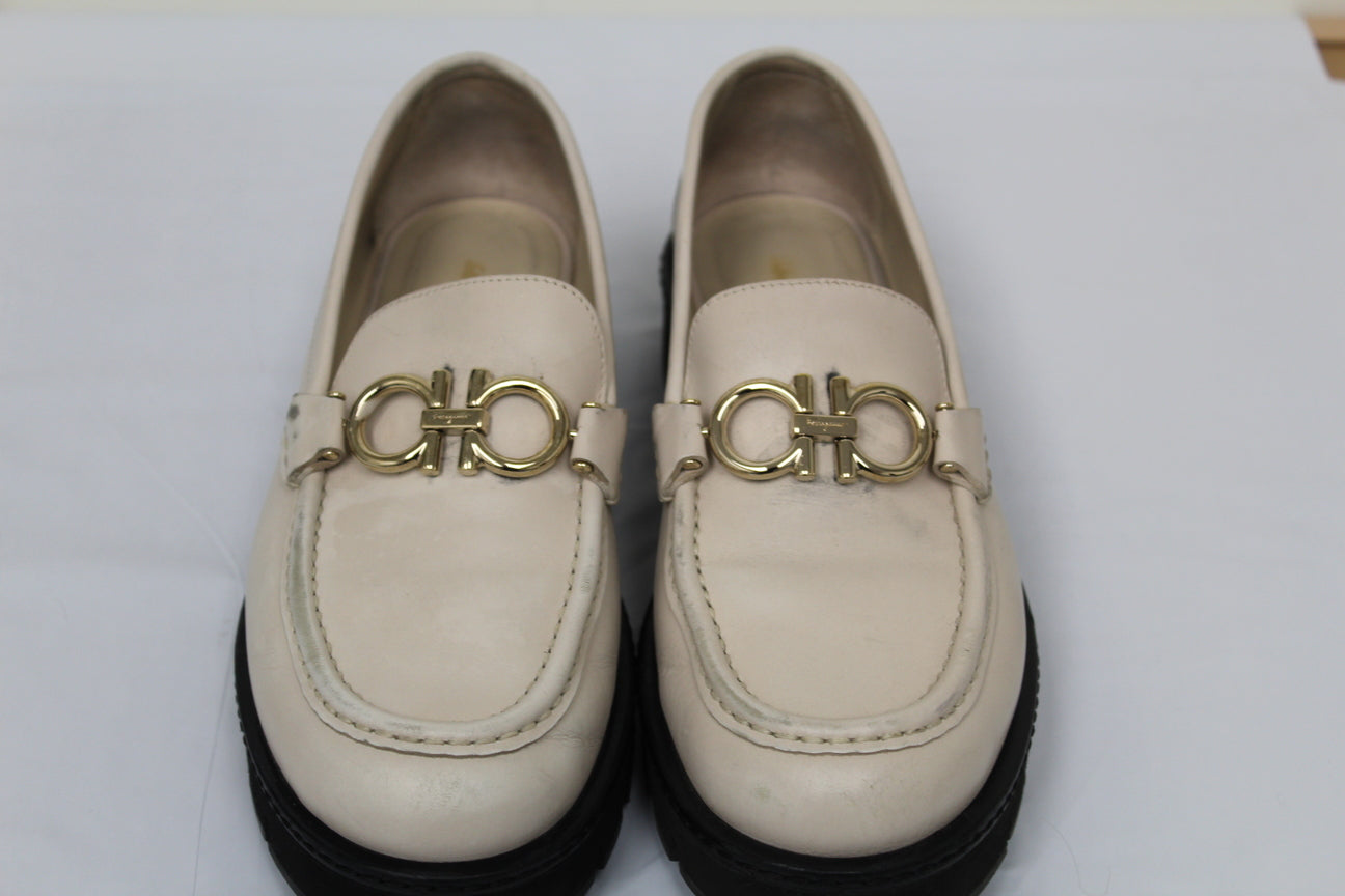 Salvatore Ferragamo Rolo Double Gancio Bit Loafer Feminino Marrom Tamanho 8,5