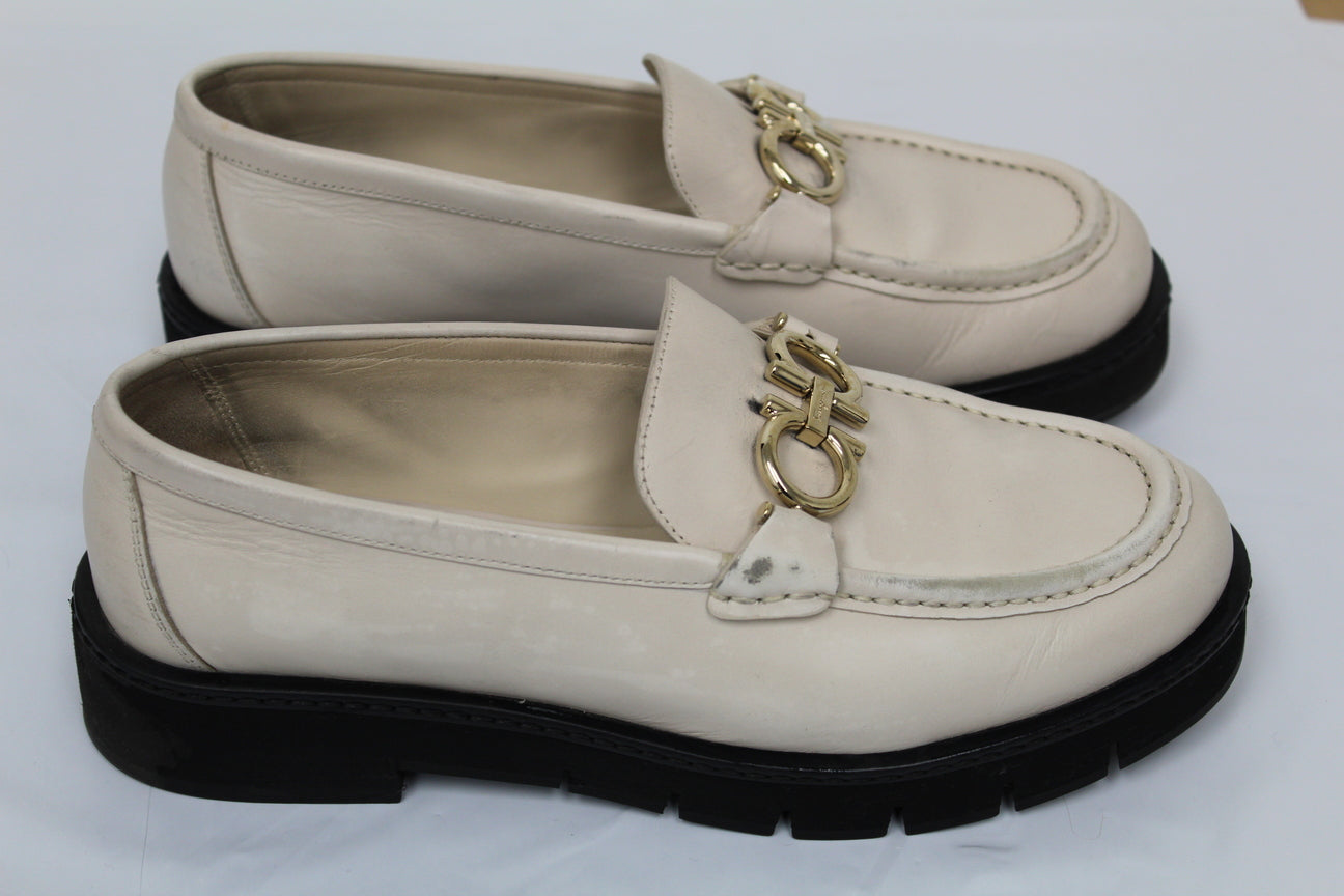 Salvatore Ferragamo Rolo Double Gancio Bit Loafer Feminino Marrom Tamanho 8,5