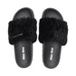 Sandálias Slide Miu Miu Femininas Matelassê Shearling Pretas Tamanho 39