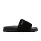 Sandálias Slide Miu Miu Femininas Matelassê Shearling Pretas Tamanho 39