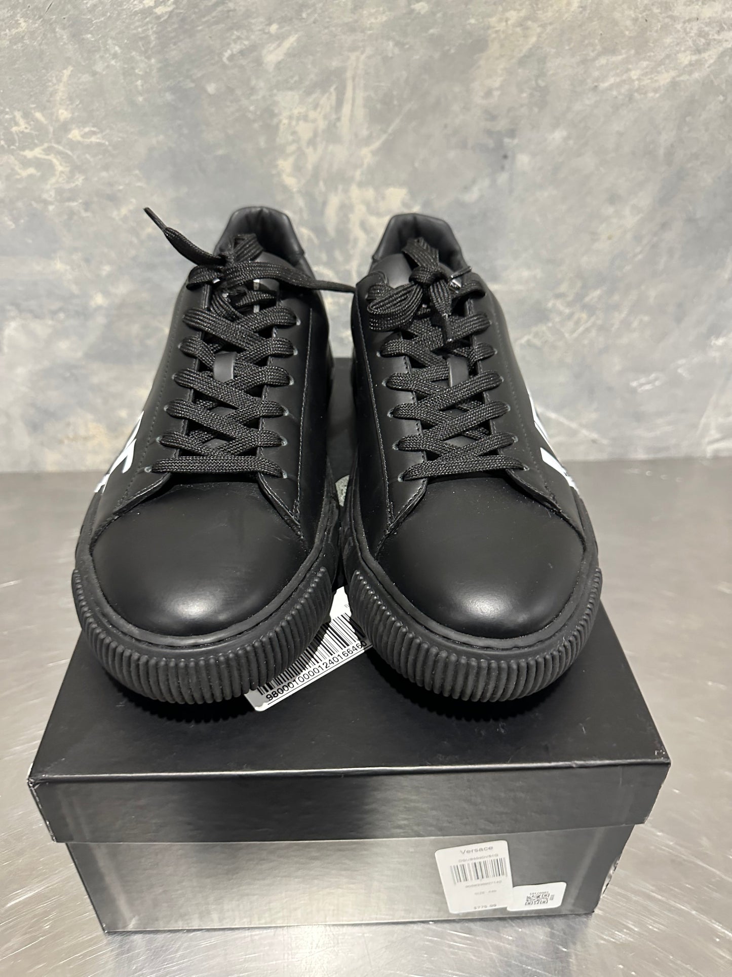 Tênis Versace Masculino Greca Logo Cano Baixo Preto Tamanho 11