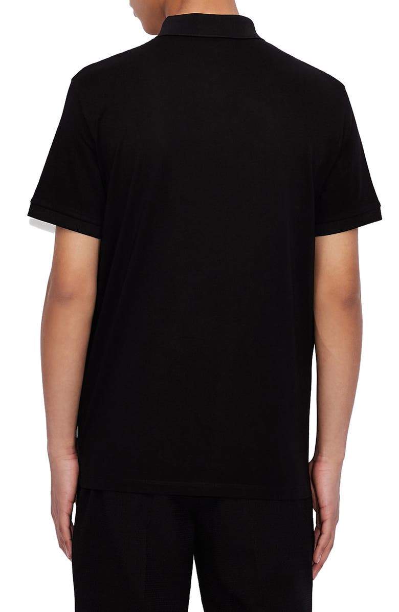 Camisa polo masculina AX Armani Exchange Milano New York Logo, preta, tamanho médio