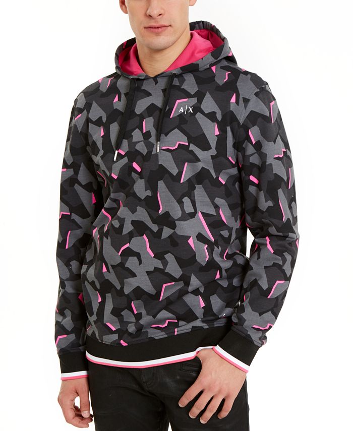 A|X Armani Exchange Moletom com capuz Hyperbright Fleece masculino, preto, tamanho médio