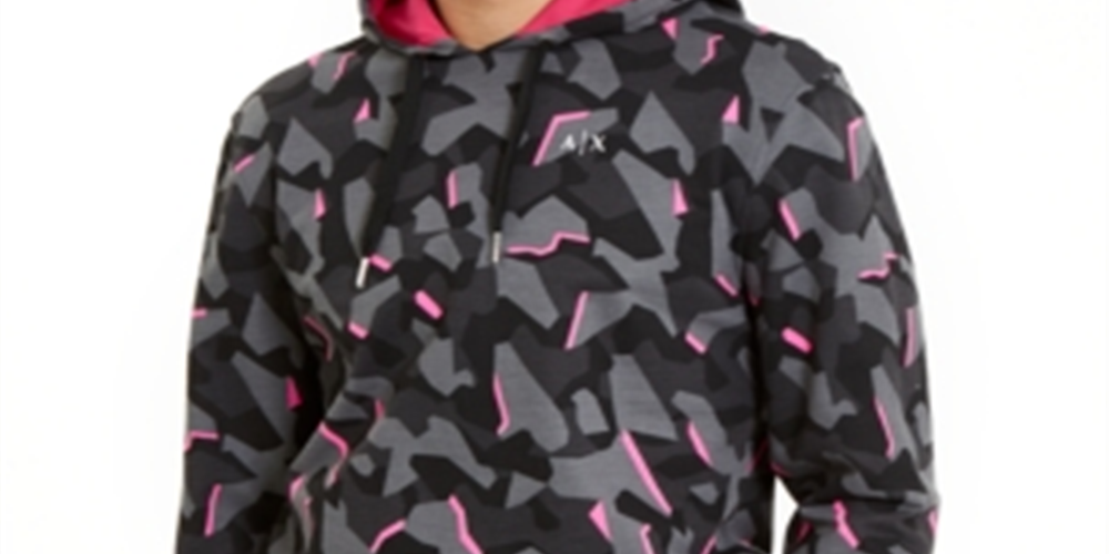 A|X Armani Exchange Moletom com capuz Hyperbright Fleece masculino, preto, tamanho médio