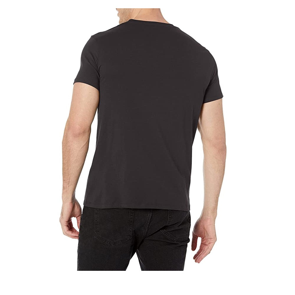 Camiseta masculina AX Armani Exchange com estampa de logotipo futurista, preta, tamanho M