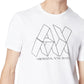 Camiseta masculina Armani Exchange com estampa de logotipo, branca, tamanho médio