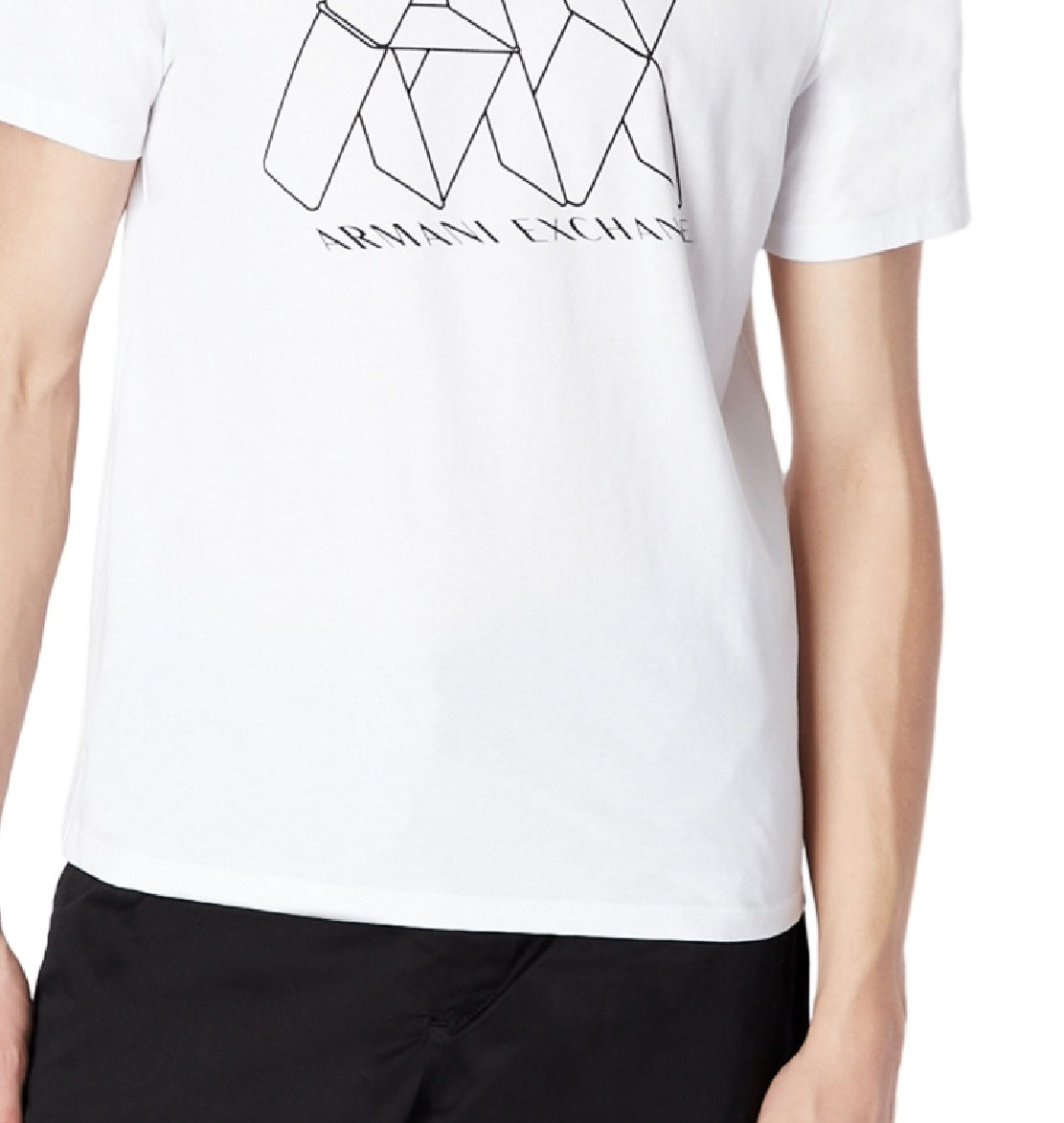 Camiseta masculina Armani Exchange com estampa de logotipo, branca, tamanho médio