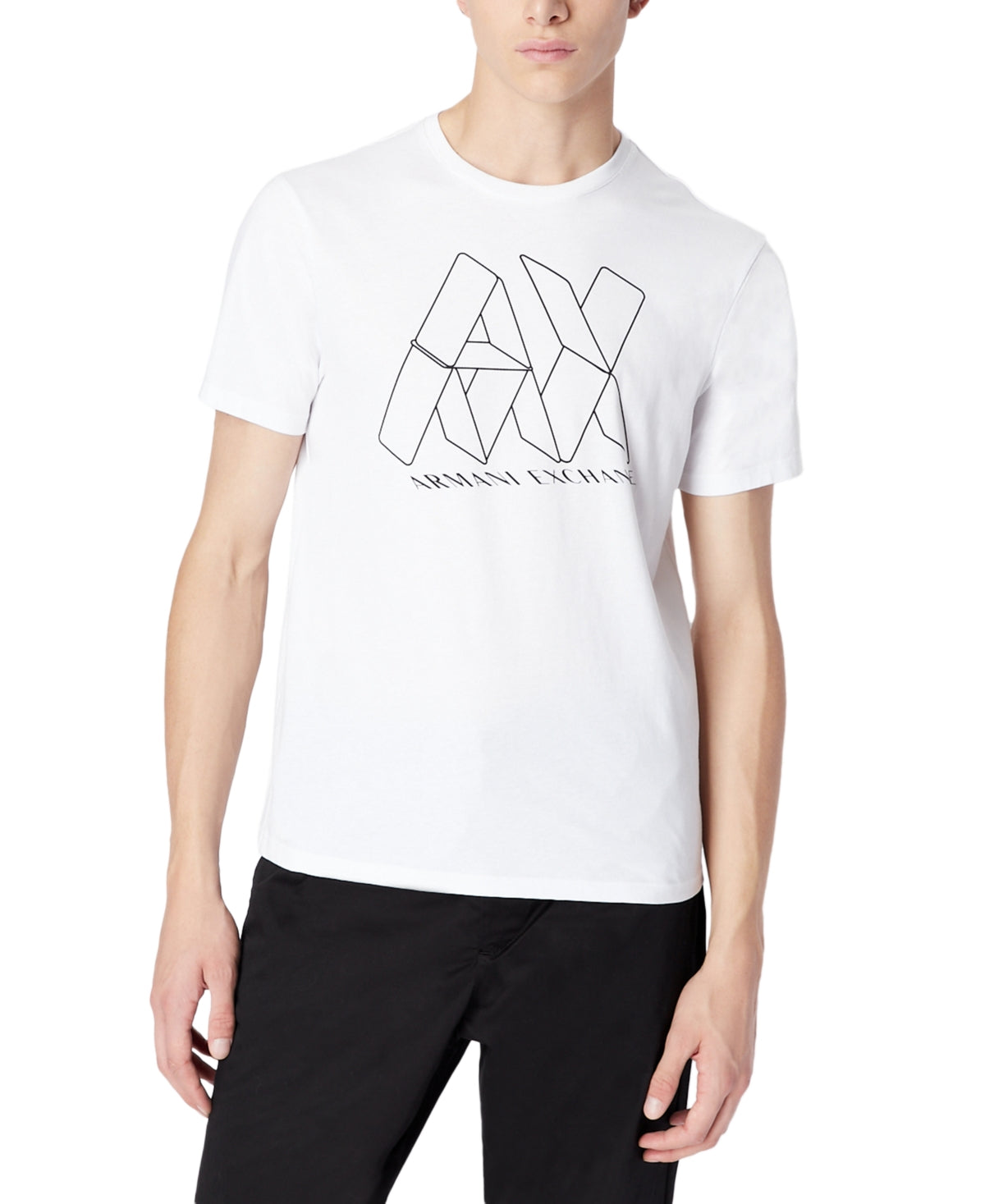 Camiseta masculina Armani Exchange com estampa de logotipo, branca, tamanho médio