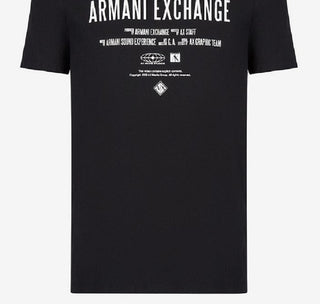 Camiseta masculina com estampa de logotipo e estilo de filme A|X Armani Exchange, preta, tamanho pequeno