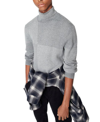 A|X Armani Exchange Suéter Masculino de Gola Alta Colorblock Cinza Tamanho Grande