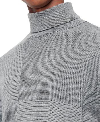 A|X Armani Exchange Suéter Masculino de Gola Alta Colorblock Cinza Tamanho Grande