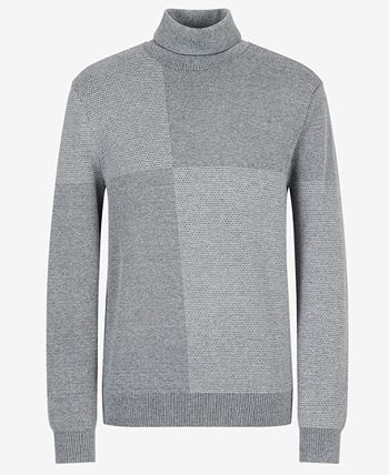 A|X Armani Exchange Suéter Masculino de Gola Alta Colorblock Cinza Tamanho Grande