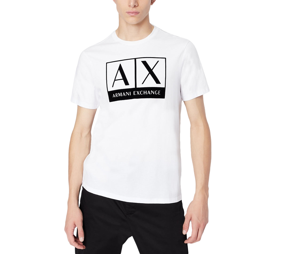 Camiseta masculina AX Armani Exchange com estampa de logotipo, branca, tamanho extragrande