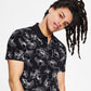 Camisa Polo Masculina A|X Armani Exchange com Estampa Floral, Preta, Tamanho Médio