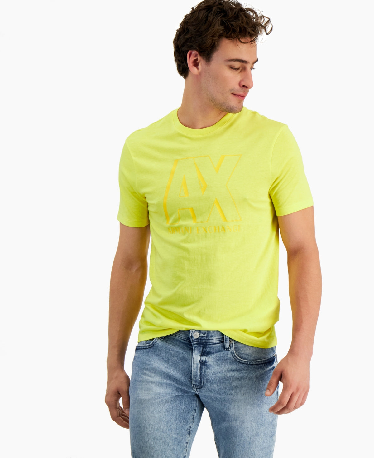 Camiseta masculina A|X Armani Exchange Pride Logo amarela tamanho XX-G
