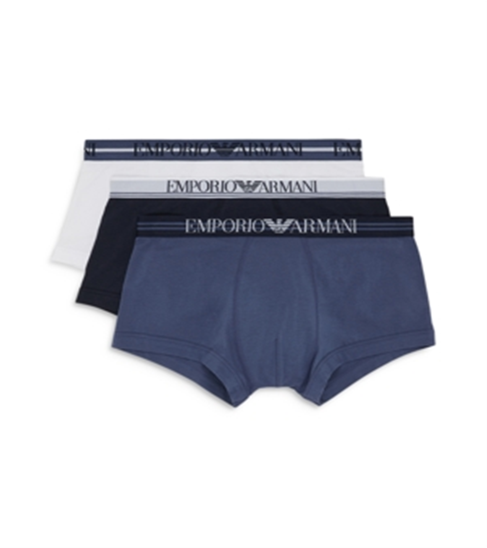 Conjunto de 3 sungas masculinas Emporio Armani, azul, tamanho médio
