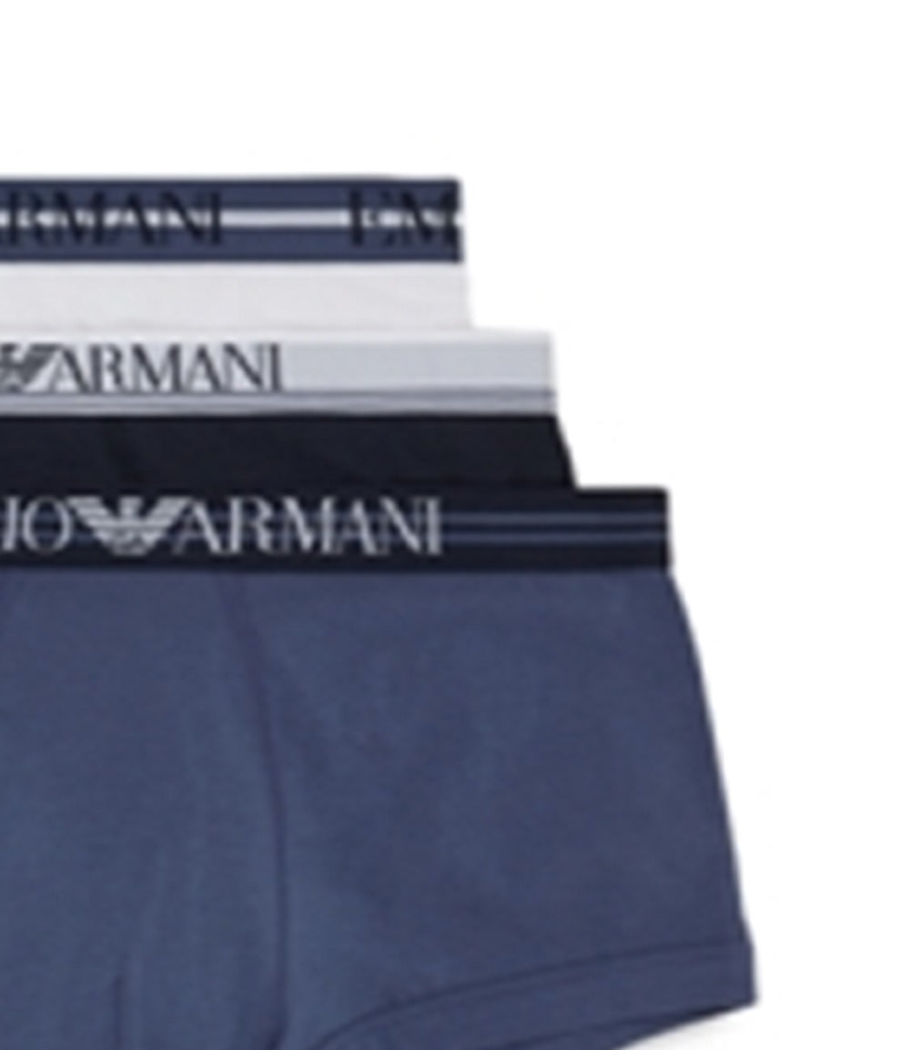 Conjunto de 3 sungas masculinas Emporio Armani, azul, tamanho médio