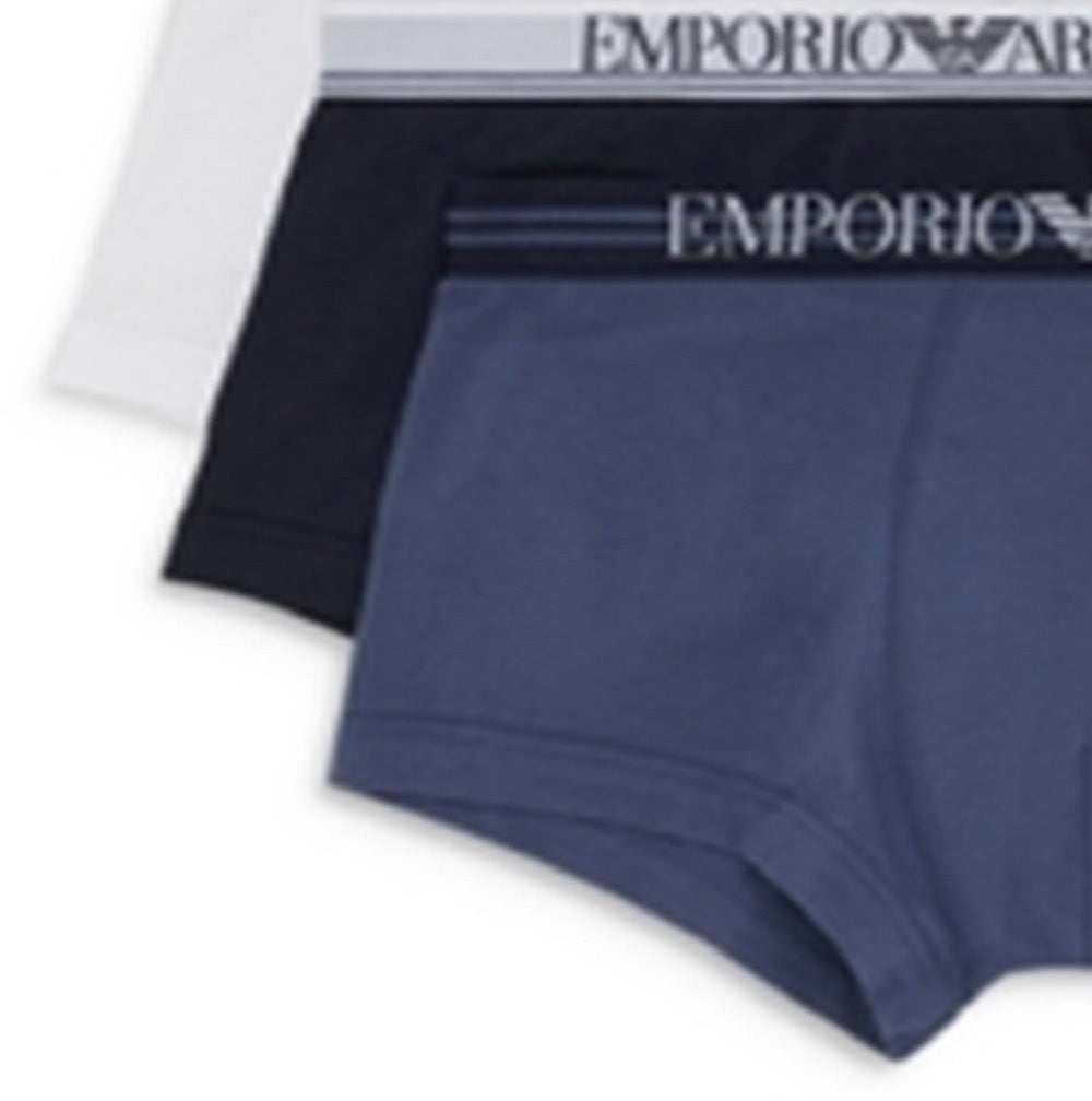 Conjunto de 3 sungas masculinas Emporio Armani, azul, tamanho médio