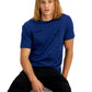Camiseta masculina AX Armani Exchange com decote redondo e logotipo de letras, manga curta, azul, tamanho M