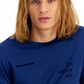 Camiseta masculina AX Armani Exchange com decote redondo e logotipo de letras, manga curta, azul, tamanho M