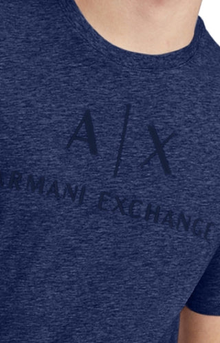Camiseta masculina A|X Armani Exchange com gola redonda e logotipo, azul, tamanho grande
