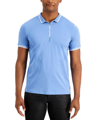 Camisa Polo Masculina A|X Armani Exchange com Zíper e Logotipo Roxo Tamanho Grande
